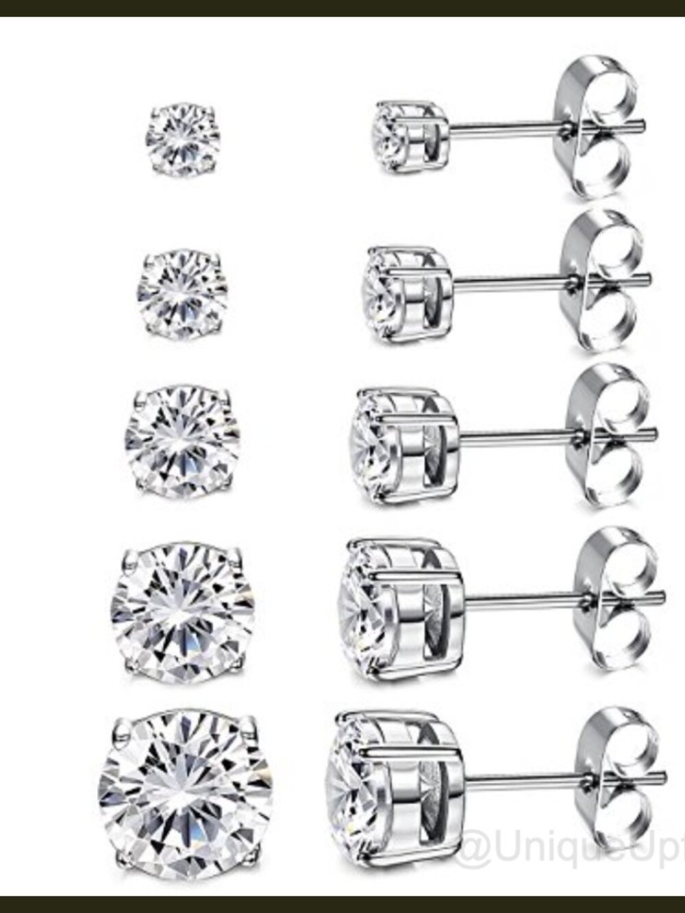 14K Gold Plated CZ Stud Earrings Hypoallergenic Set
